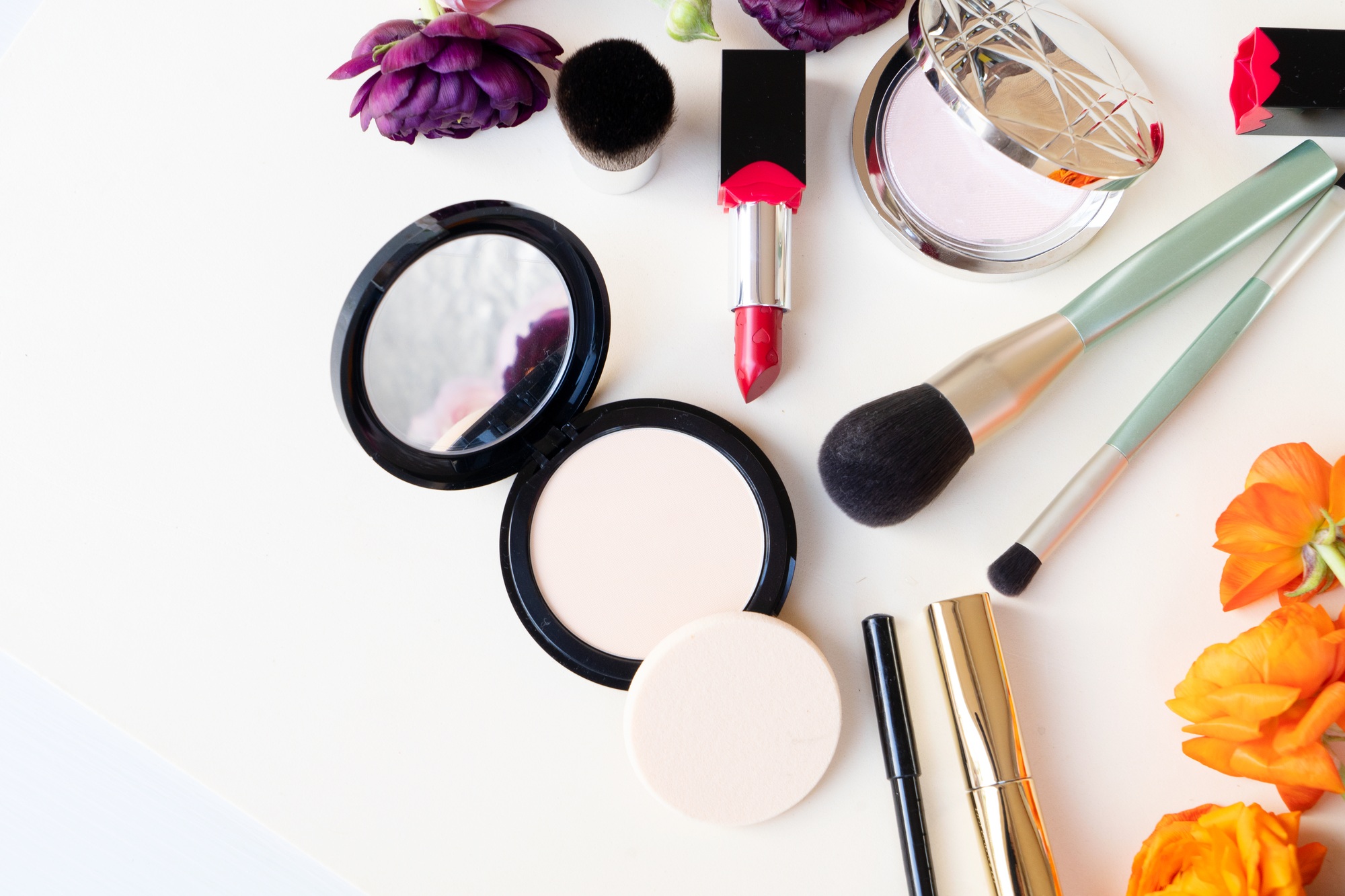 beauty products with flowers